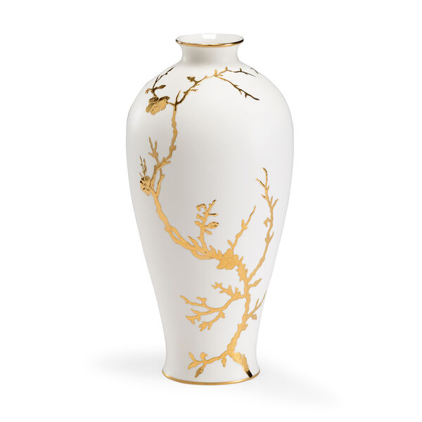 White and Gold Nanshan Vase, image 1