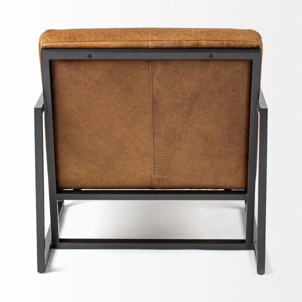 Armelle II Gray and Brown Leather Arm Chair, image 4