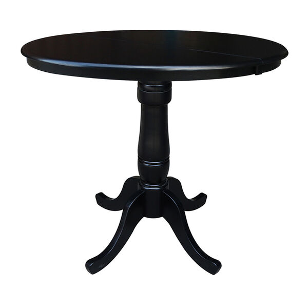 Black 36-Inch Round Counter Height Extension Dining Table with Two Counter Stool, Three-Piece, image 3