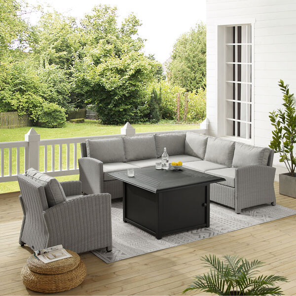 Bradenton Gray Wicker Sectional Set with Fire Table, 5-Piece, image 4
