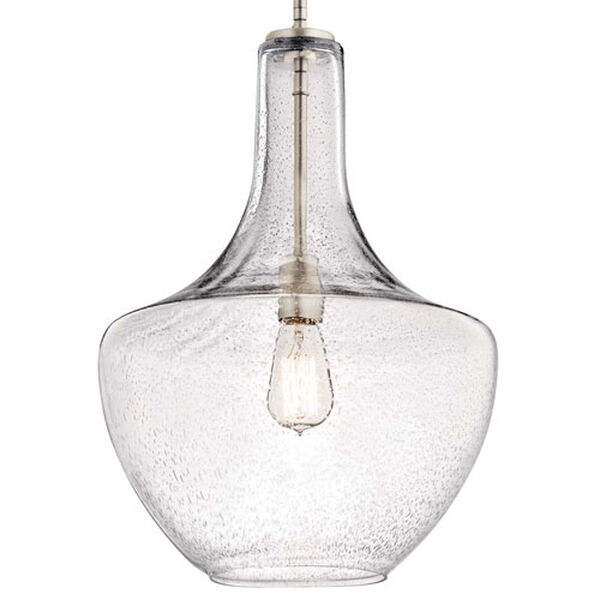 Nicholson Brushed Nickel One-Light Pendant with Clear Seeded Glass, image 4