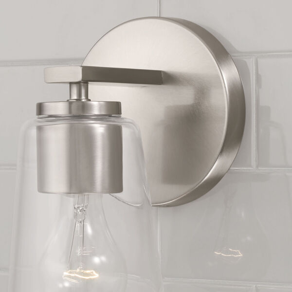 Portman Brushed Nickel One-Light Sconce with Clear Glass, image 2