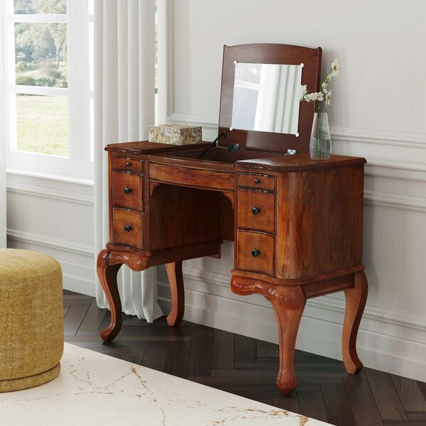 Charlotte Olive Ash Vanity Desk with Storage, image 1