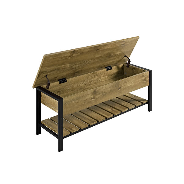 48-Inch Open-Top Storage Bench with Shoe Shelf - Barn wood, image 3