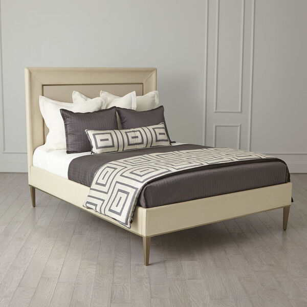 Ellipse Ivory and Pewter Queen Bed, image 1