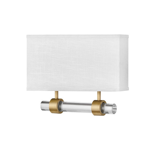 Luster Heritage Brass Two-Light LED Wall Sconce with Off White Linen Shade, image 3