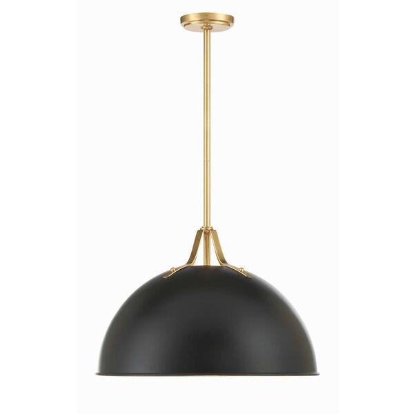 Soto Matte Black and Antique Gold 20-Inch One-Light Pendant, image 1