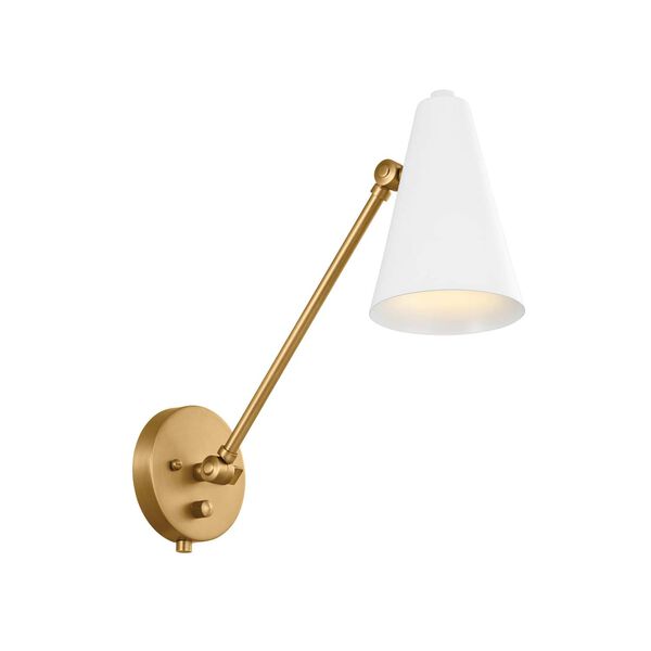 Sylvia Brass White 20-Inch One-Light Wall Sconce with Brass White Shade, image 5
