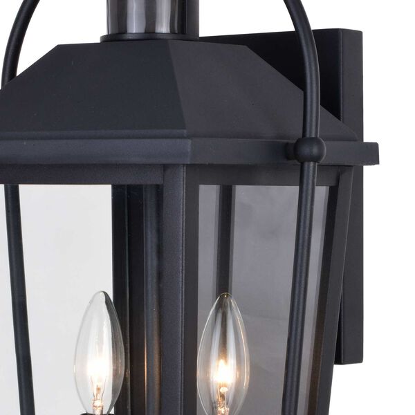 Lexington Textured Black Motion Sensor Dusk to Dawn Outdoor Wall Lantern with Clear Glass, image 6