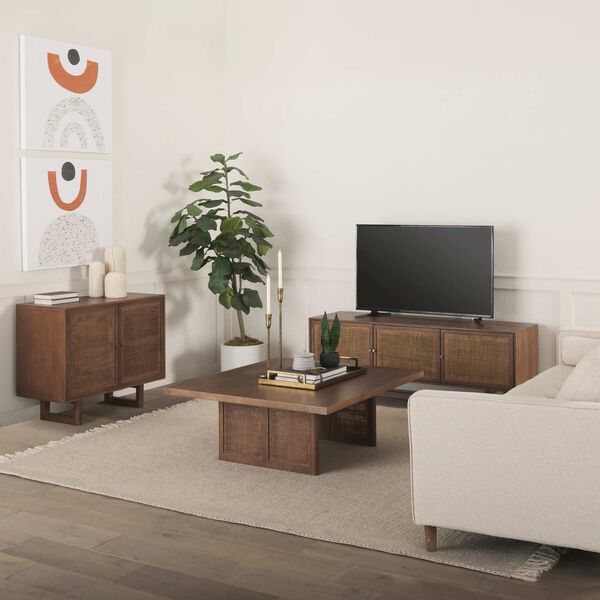 Grier Medium Brown Wood With Cane Two Door Accent Cabinet, image 3