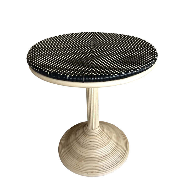 French Bistro Black and White Rattan Dining Table, image 1