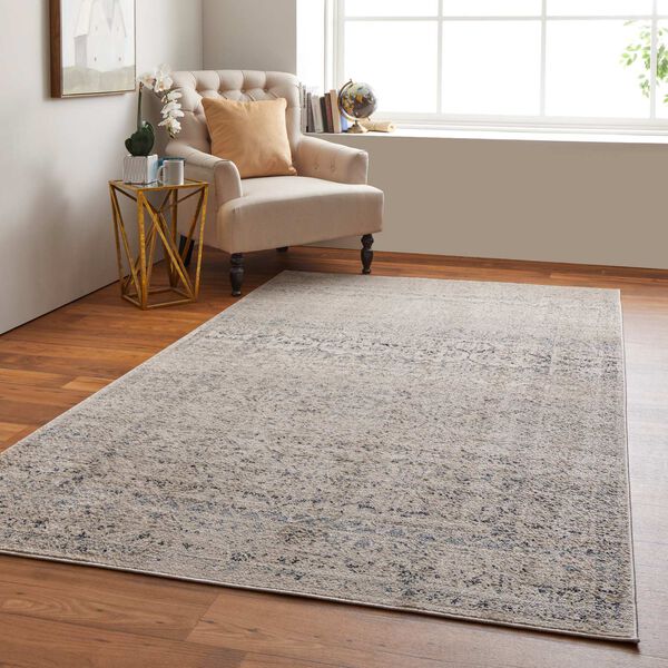 Camellia Natural Bordered Ivory Gray Area Rug, image 4