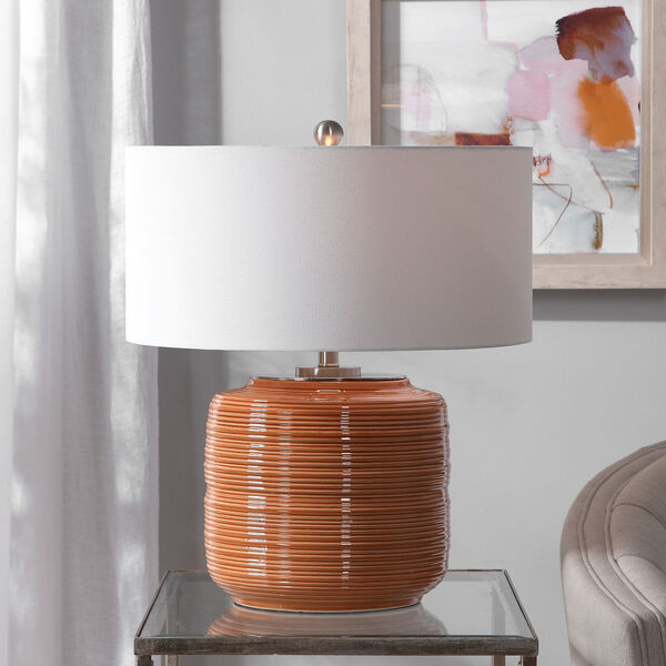 Solene Brushed Nickel and Orange Table Lamp, image 2