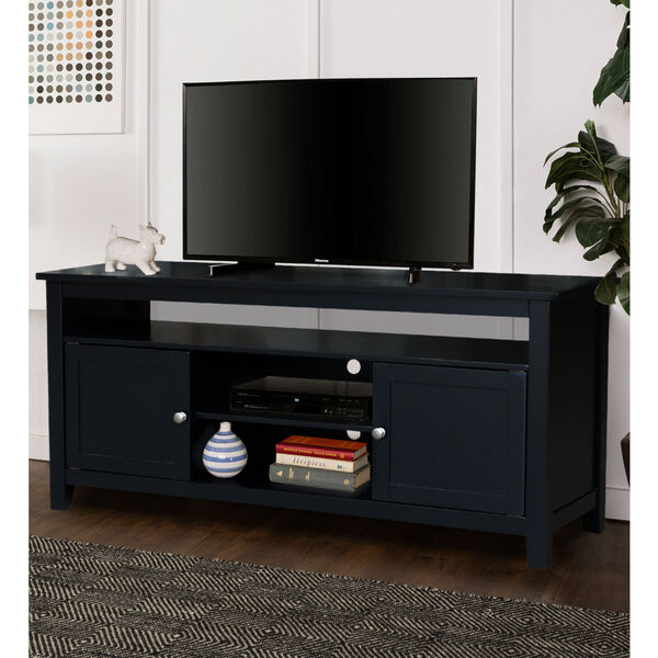 Black 57-Inch TV Stand with Two Door, image 1