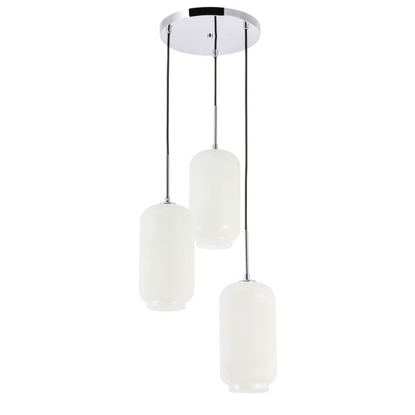 Collier Chrome 16-Inch Three-Light Pendant with Frosted White Glass, image 3