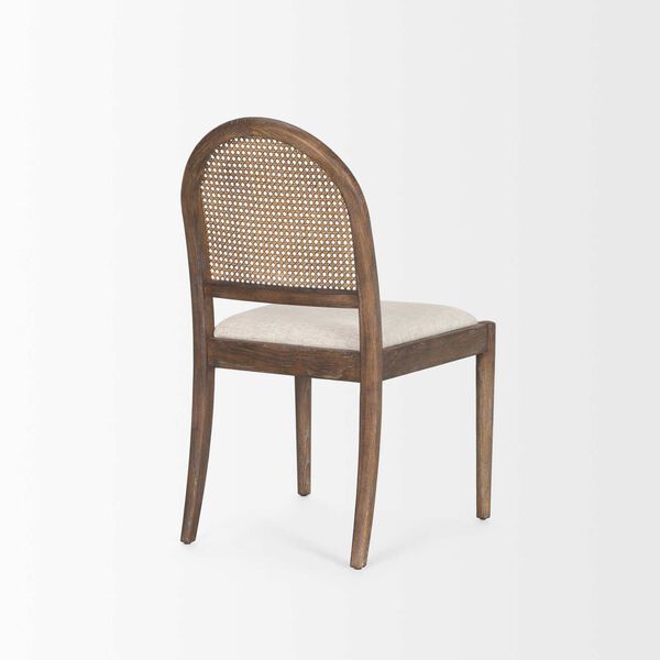 Elle Rounded Caneback Brown Wood With Oatmeal Fabric Dining Chair, image 5
