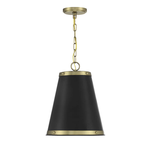 Chelsea Matte Black and Natural Brass One-Light Pendant, image 3