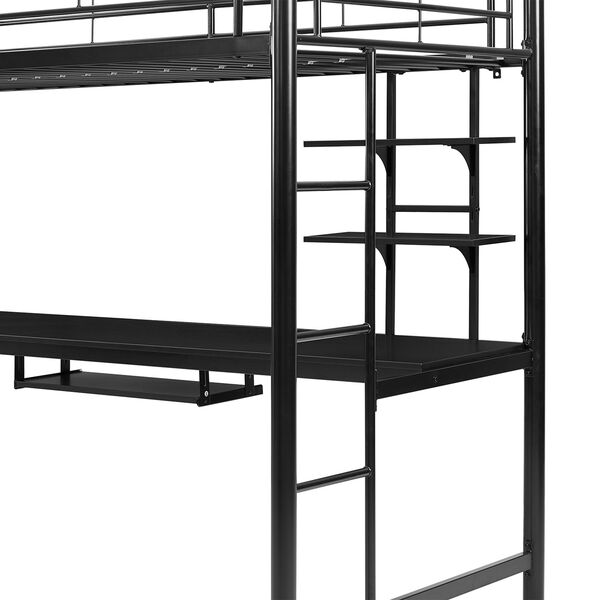 Black Metal Full Loft Bed with Workstation, image 7