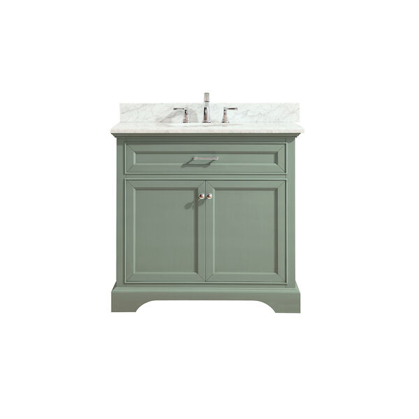 Mercer 37 inch Vanity in Sea Green finish with Carrera White Marble Top, image 1