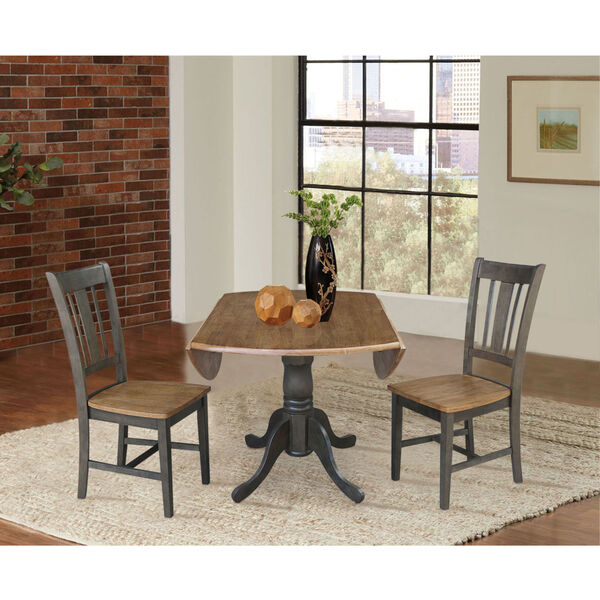 San Remo Hickory and Washed Coal 42-Inch Dual Drop leaf Table with Side Chairs, Three-Piece, image 6
