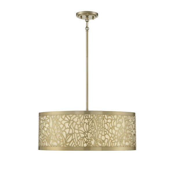 New Haven New Burnished Brass Four-Light Pendant, image 1