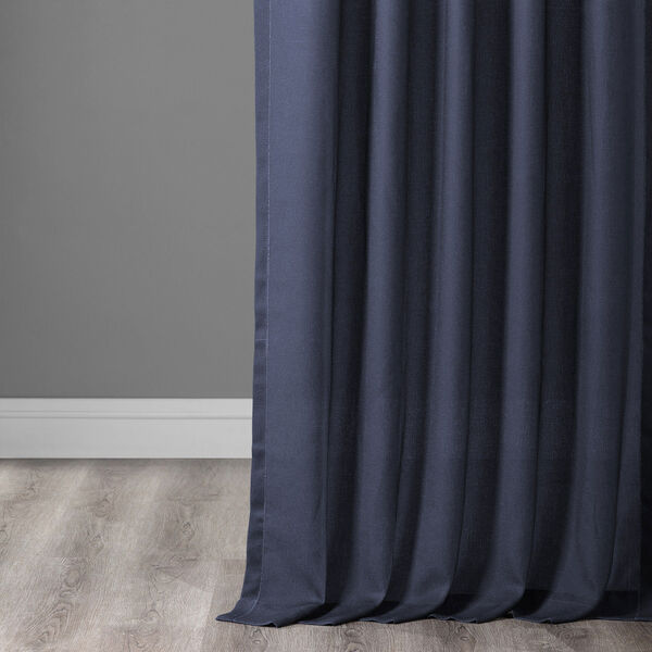Ombre Blue Faux Linen Semi Sheer Single Panel Curtain 50 x 96, image 9
