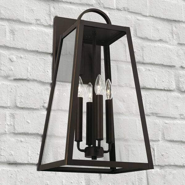 Leighton Oiled Bronze Four-Light Outdoor Wall Lantern with Clear Glass, image 3