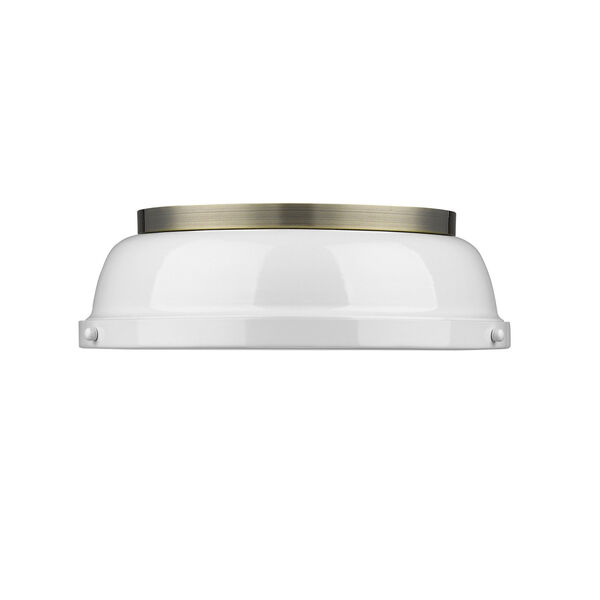 Duncan Aged Brass Two-Light Flush Mount with White Shades, image 2