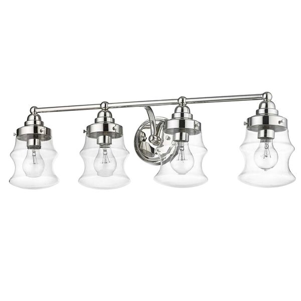 Keal Polished Nickel Four-Light Bath Vanity with Clear Glass, image 3
