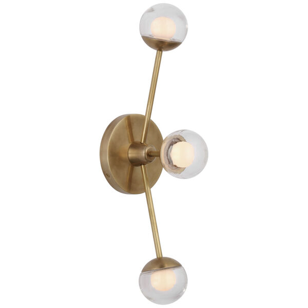 Alloway 19-Inch Triple Linear Sconce in Soft Brass with Clear Glass by kate spade new york, image 1