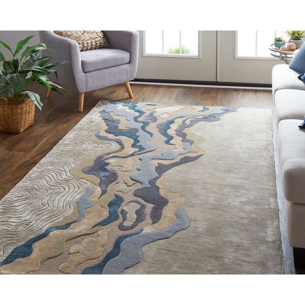 Serrano Abstract Tan Brown Blue Rectangular 3 Ft. 6 In. x 5 Ft. 6 In. Area Rug, image 3