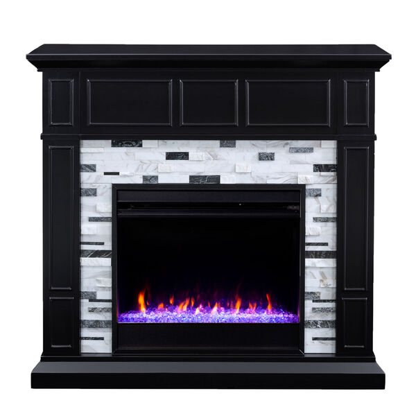 Drovling Black Marble Electric Fireplace, image 2