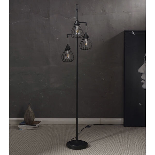 Teardrop Black Three-Light LED Floor Lamp, image 3