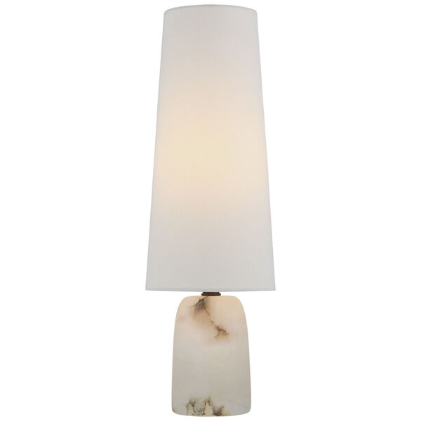Jinny Medium Table Lamp in Alabaster with Linen Shade by Thomas O'Brien, image 1