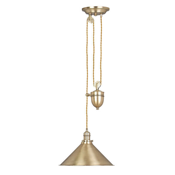 Provence Aged Brass 12-Inch One-Light Adjustable Height Pendant, image 1