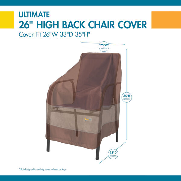 Ultimate Mocha Cappuccino 26-Inch High Back Patio Chair Cover, image 2