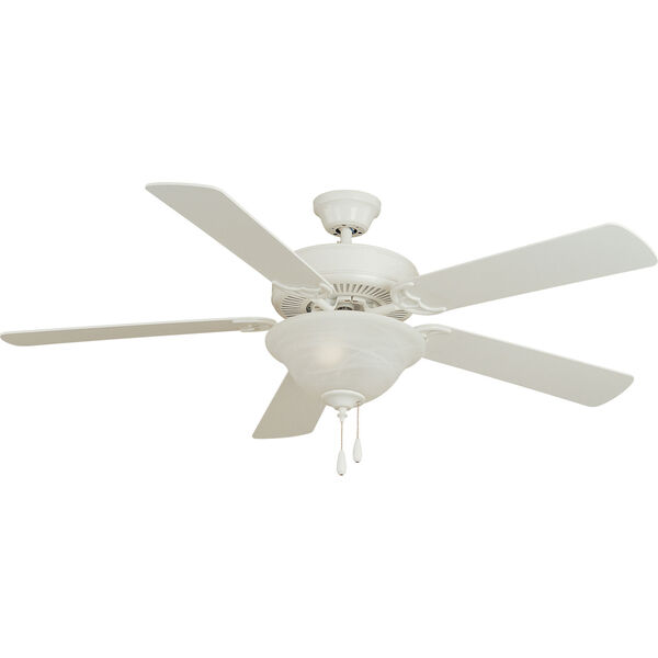 Matte White 52-Inch Ceiling Fan with White/Light Oak Blades, image 1