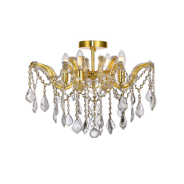Maria Theresa Gold 18-Inch Four-Light Flush Mount with Clear Royal Cut Crystal, image 1