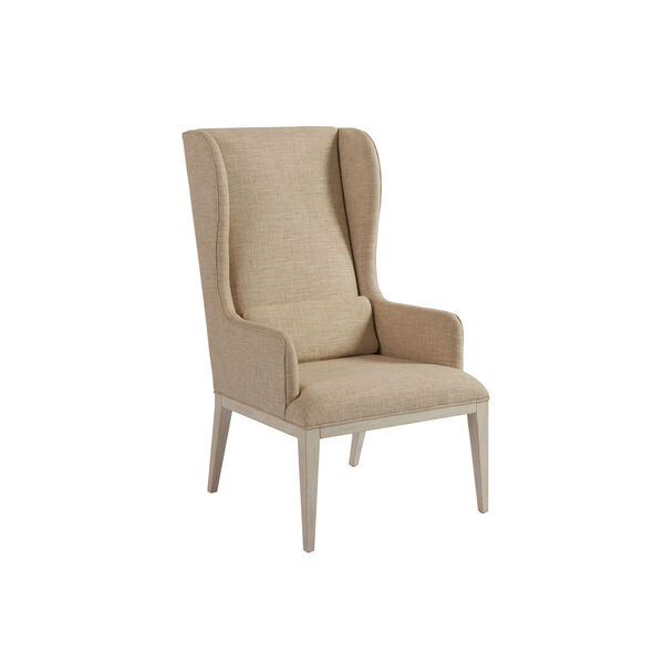Newport Beige and White Seacliff Upholstered Host Wing Chair, image 1