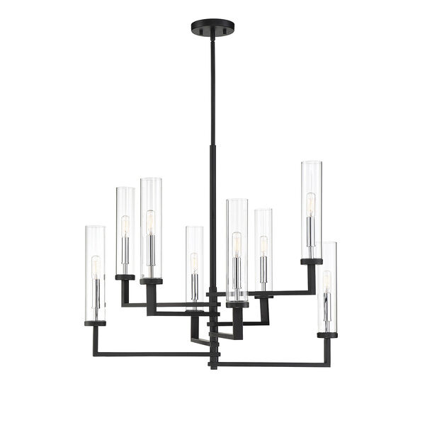 Folsom Matte Black with Polished Chrome Accents Eight-Light Chandelier, image 1