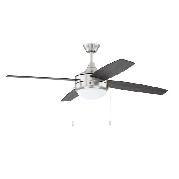 Phaze Brushed Polished Nickel 52-Inch Four-Blade Two-Light Ceiling Fan with Graywood Blade, image 1