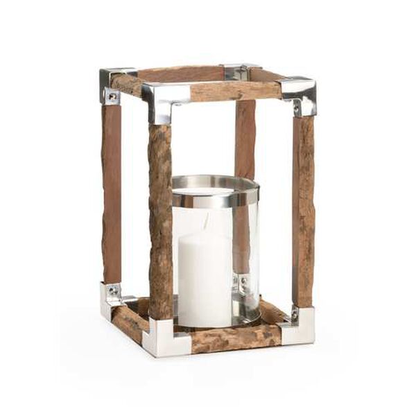 Natural and Polished Nickel Modern Rustic Hurricane, image 4