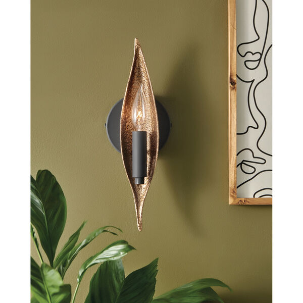 Willow Carbon Black with Deluxe Gold One-Light Wall Sconce, image 4