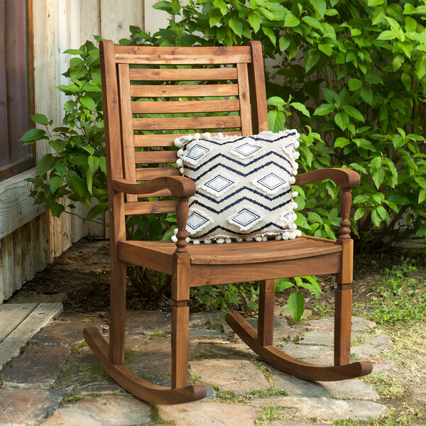 Solid Acacia Wood Rocking Patio Chair, Brown, image 1