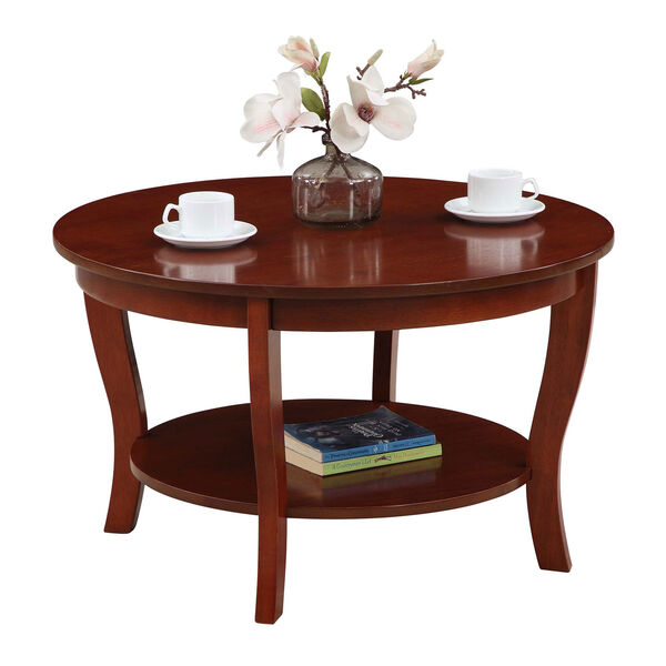 American Heritage Mahogany Round Coffee Table with Shelf, image 3