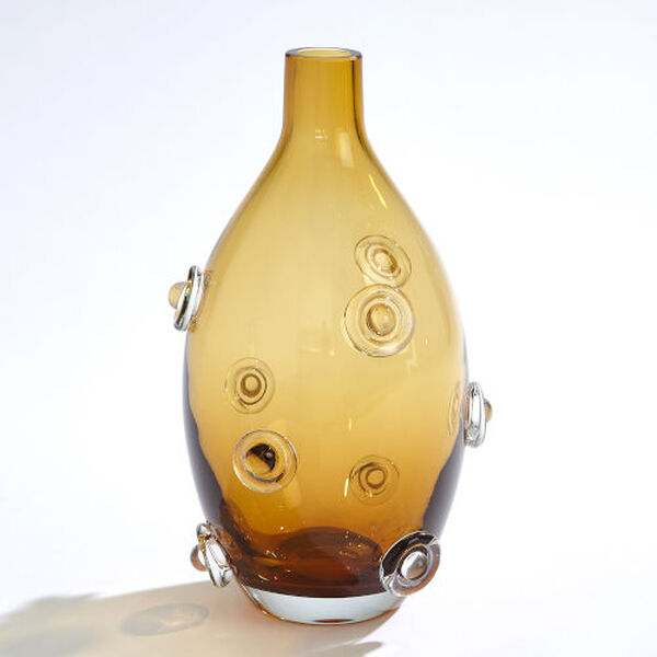 Button Glass Tobacco Handblown Art Glass Tall Vase, image 1