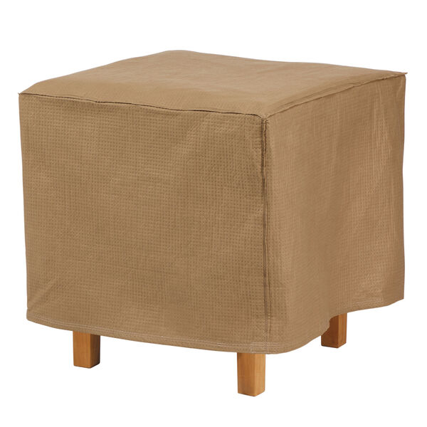 Essential Latte 22-Inch Square Patio Ottoman Side Table Cover, image 1