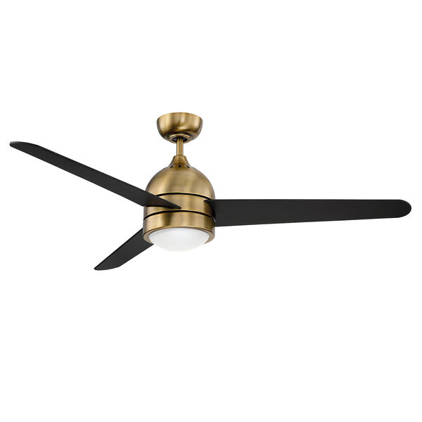 Zig New Aged Brass LED Ceiling Fan with Black Blades, image 1