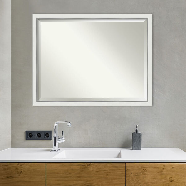 Eva White and Silver 43W X 33H-Inch Bathroom Vanity Wall Mirror, image 4