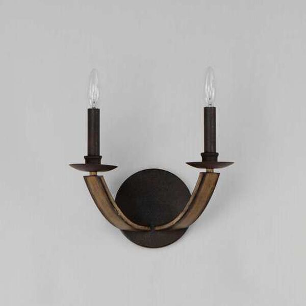 Basque Driftwood Anthracite Two-Light Wall Sconce, image 2